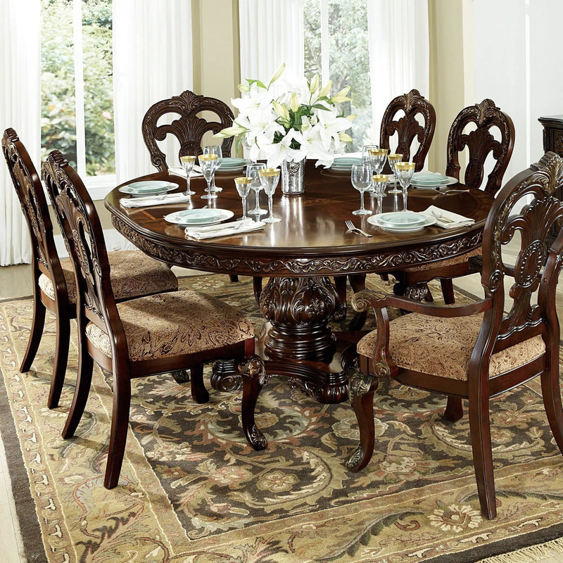 Elegant Style Beautiful Side Chairs 2 Piece Set Cherry With Tipping Fabric Upholstered Traditional Dining Furniture - Cherry by Unique Piece Furniture