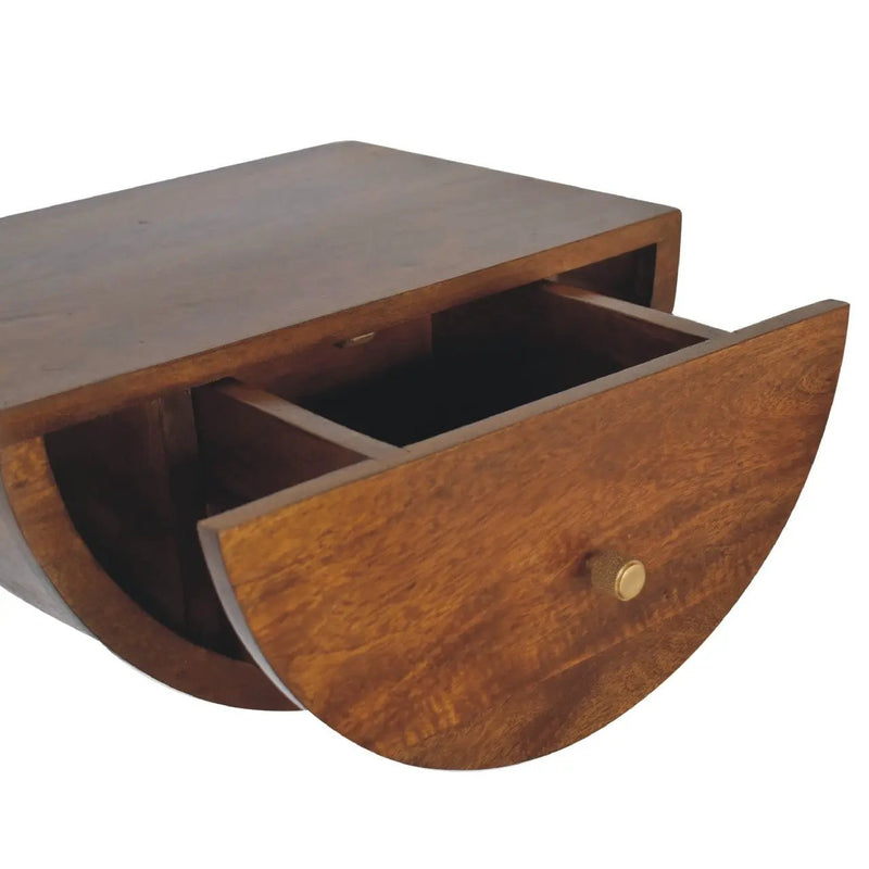 Solid Wood Chestnut Crescent Floating Nightstand by HouseOfZazla