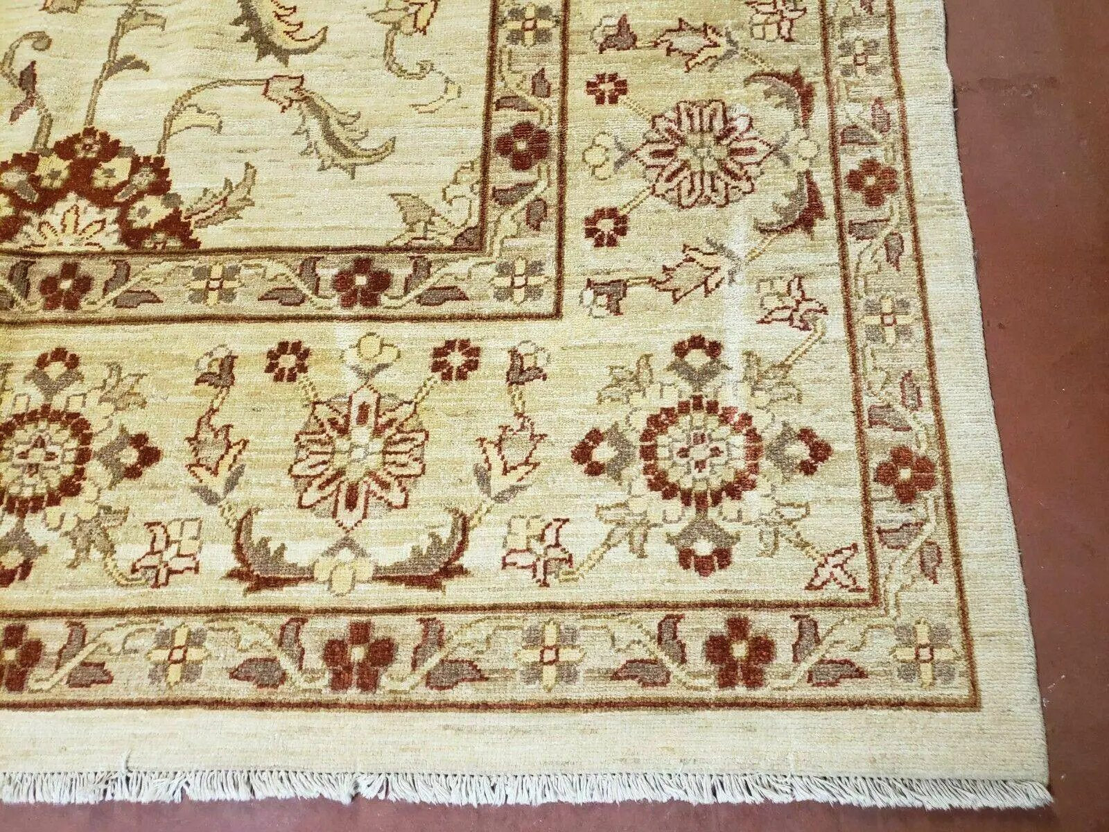 Oushak Rug 10x14 Neutral Colors Handmade Peshawar Wool Carpet Oatmeal Beige by Jewel Rugs
