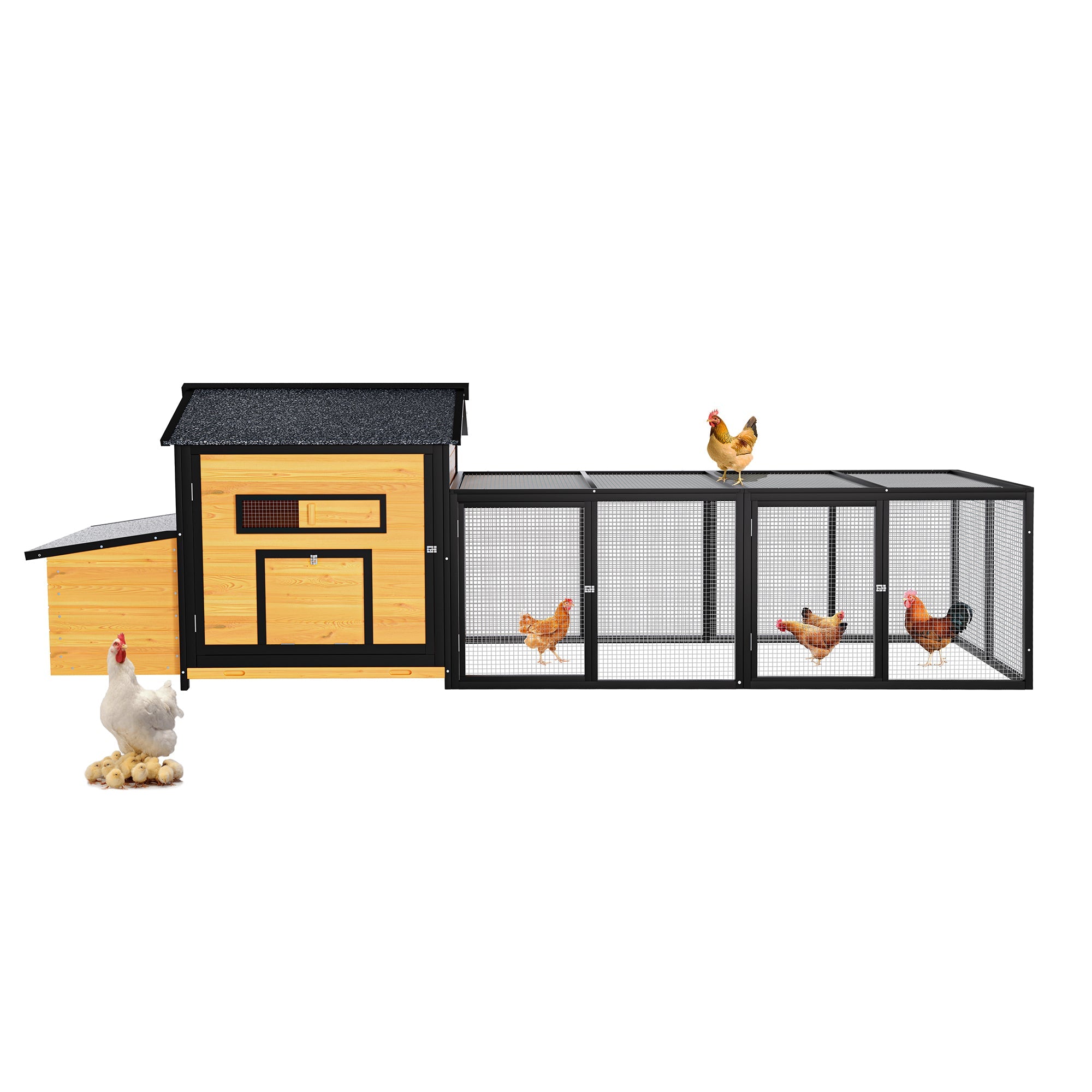 114" Wooden Chicken Coop with Outdoor Run by HouseOfZazla