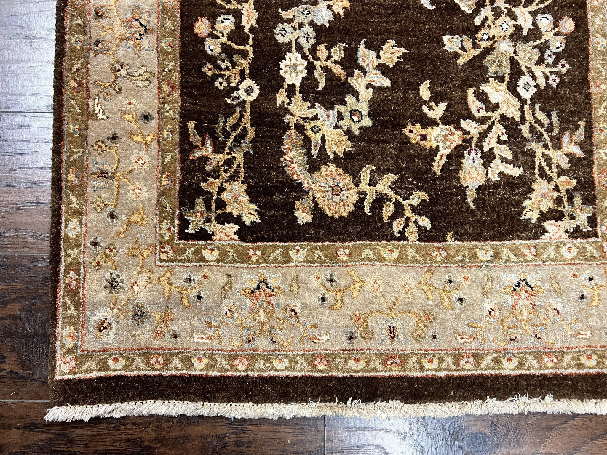 Peshawar Runner Rug 3 x 20, Wool Hand Knotted Vintage Pakistani Carpet, Brown & Taupe, Chobi Mahal Floral Rug, Extra Long Hallway Runner by Jewel Rugs