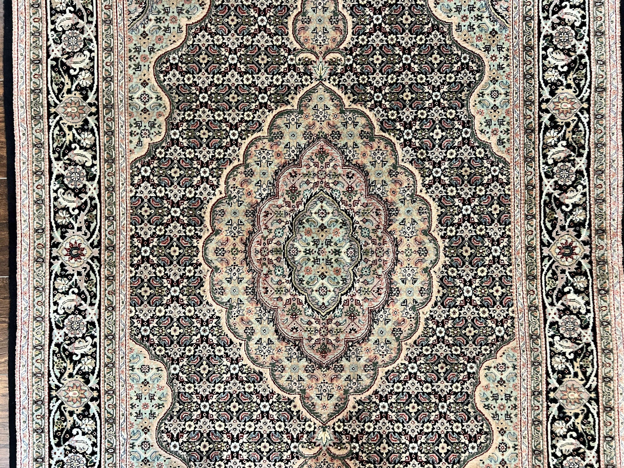 Sino Persian Rug 4x6, Fine Hand Knotted Carpet, Black, Wool, Vintage Rug 4 x 6, Herati Mahi, 300 KPSI by Jewel Rugs