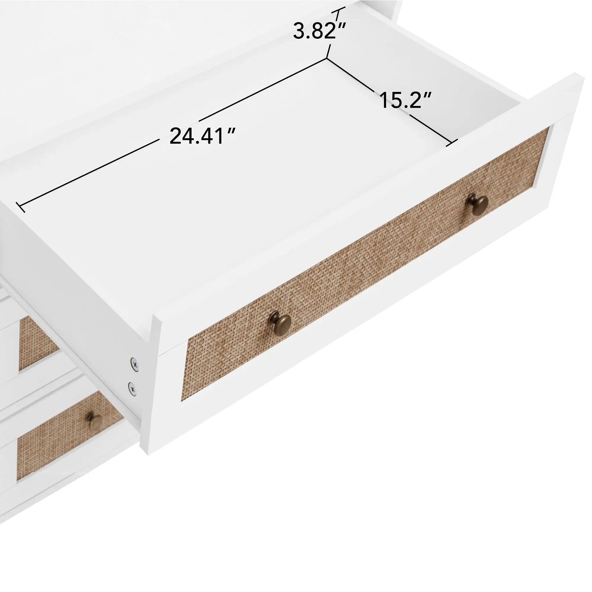 Wardrobe With 3 Drawers High Wardrobe Armoire With Rattan For Living Room Organizer - White by HouseOfZazla
