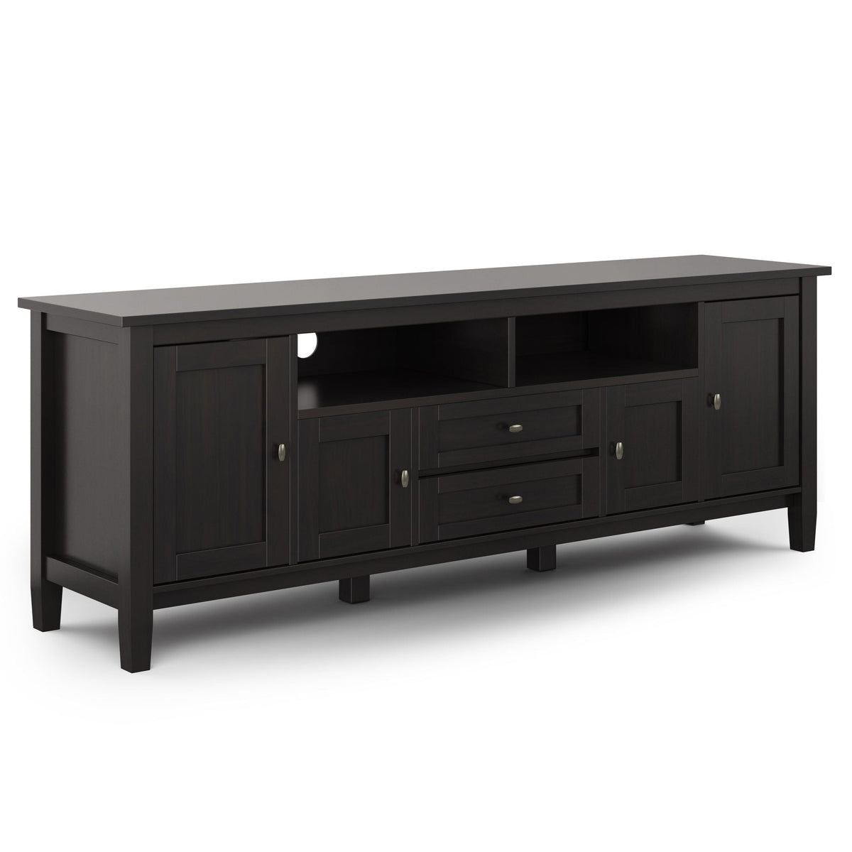 Warm Shaker TV Media Stand with Adjustable Storage - Hickory Brown