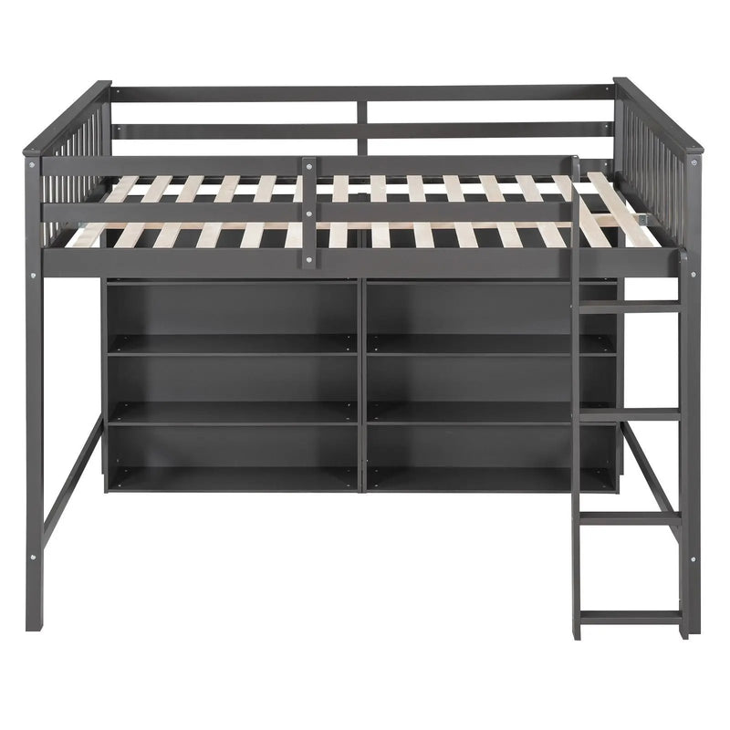 Loft Bed With 8 Open Storage Shelves And Built In Ladder by Unique Piece Furniture