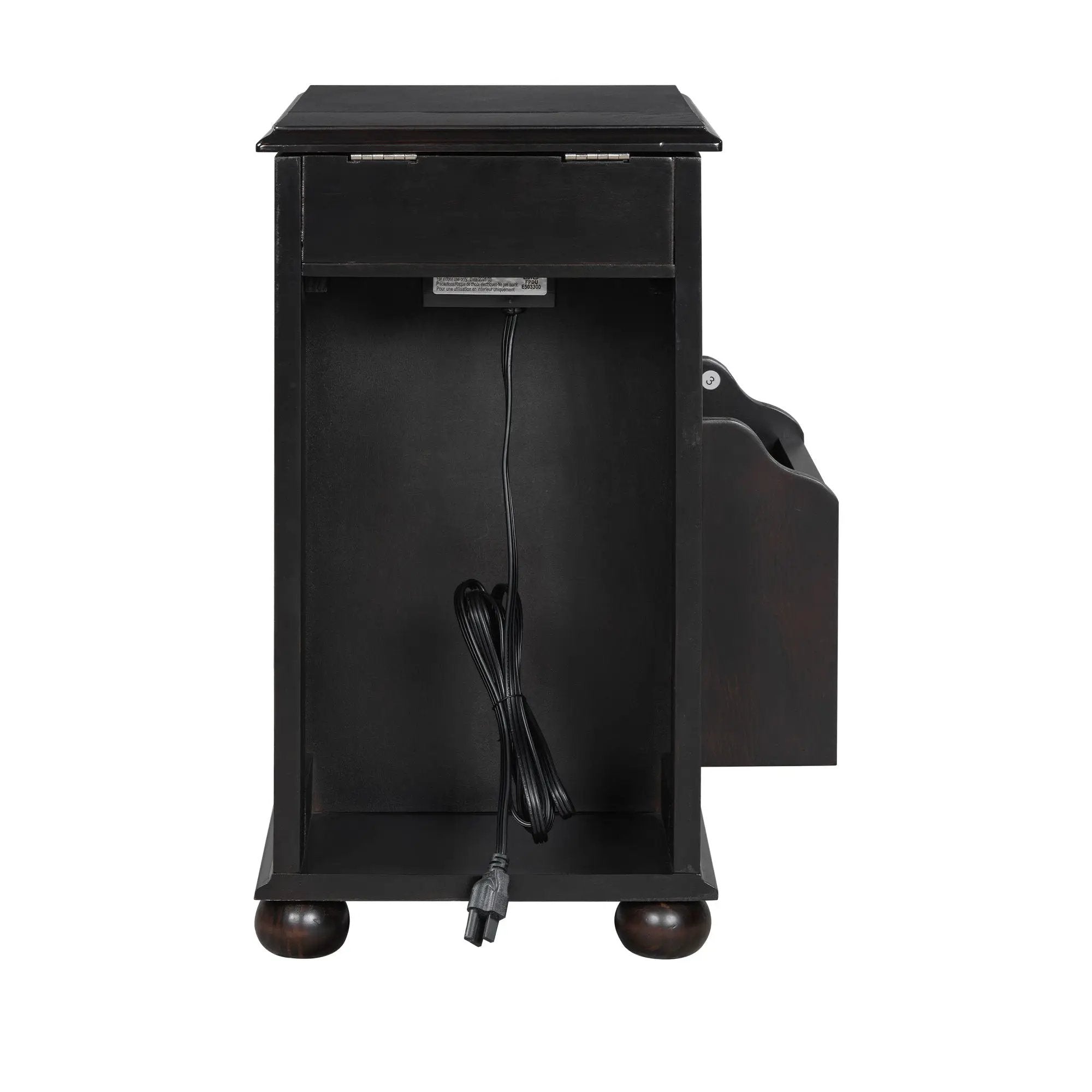 Vintage Flip Top Side Table With USB Ports by HouseOfZazla