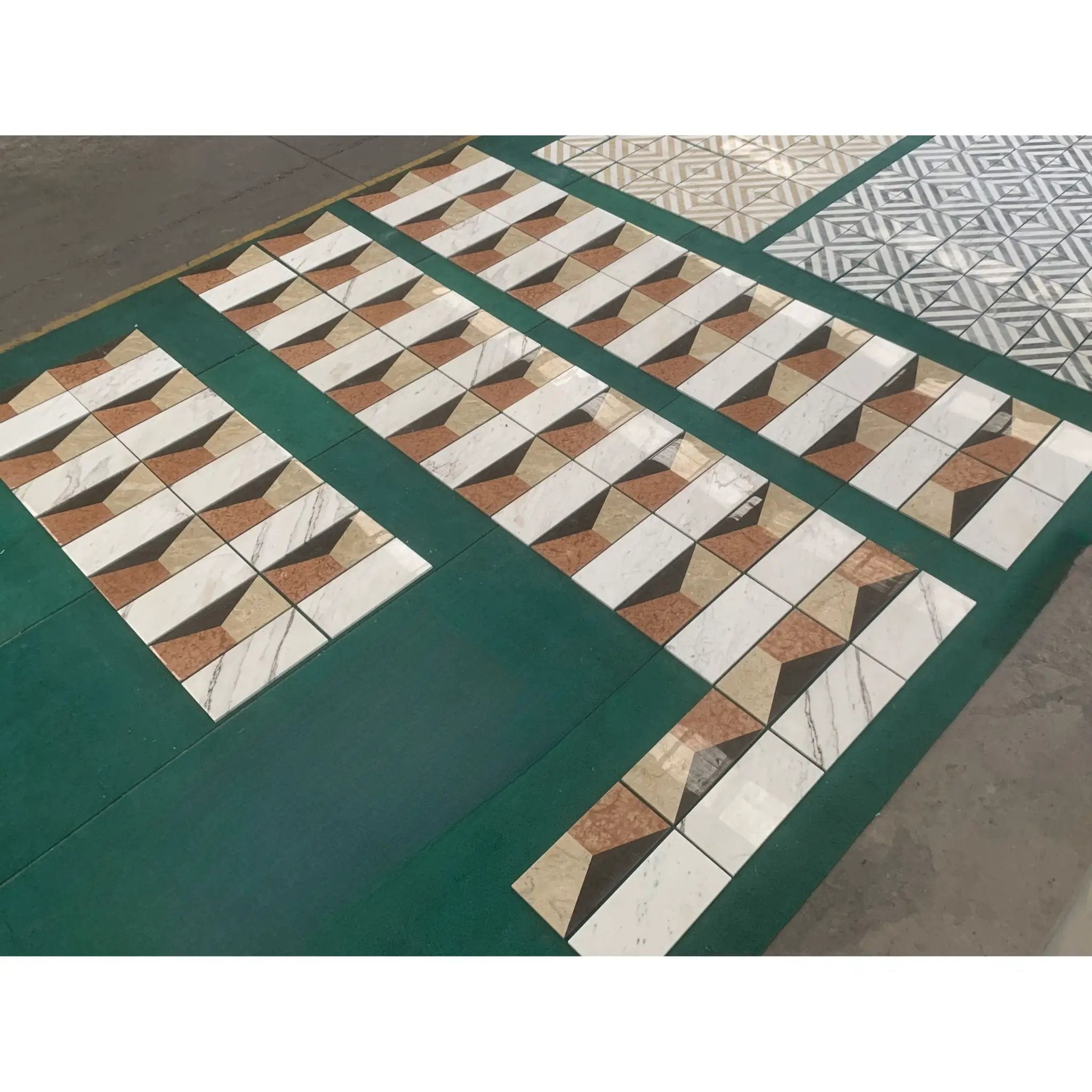 Waterjet Marble 4 Color Marble For Floor And Wall Polished Marble Tile Stone 1 Box Each Pattern 2 Pieces - White / Multi by HouseOfZazla
