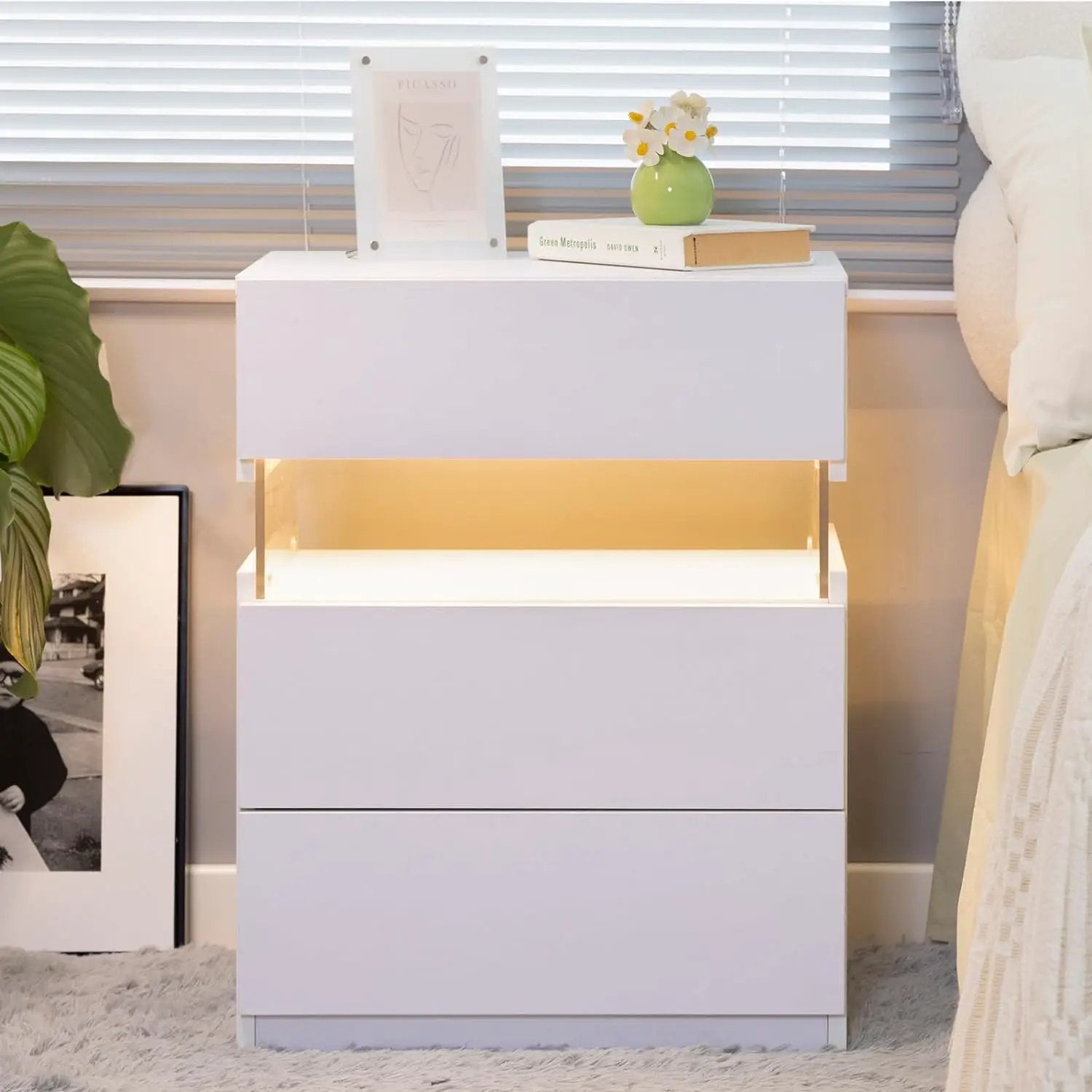 LED Nightstands with 3 Drawers by HouseOfZazla