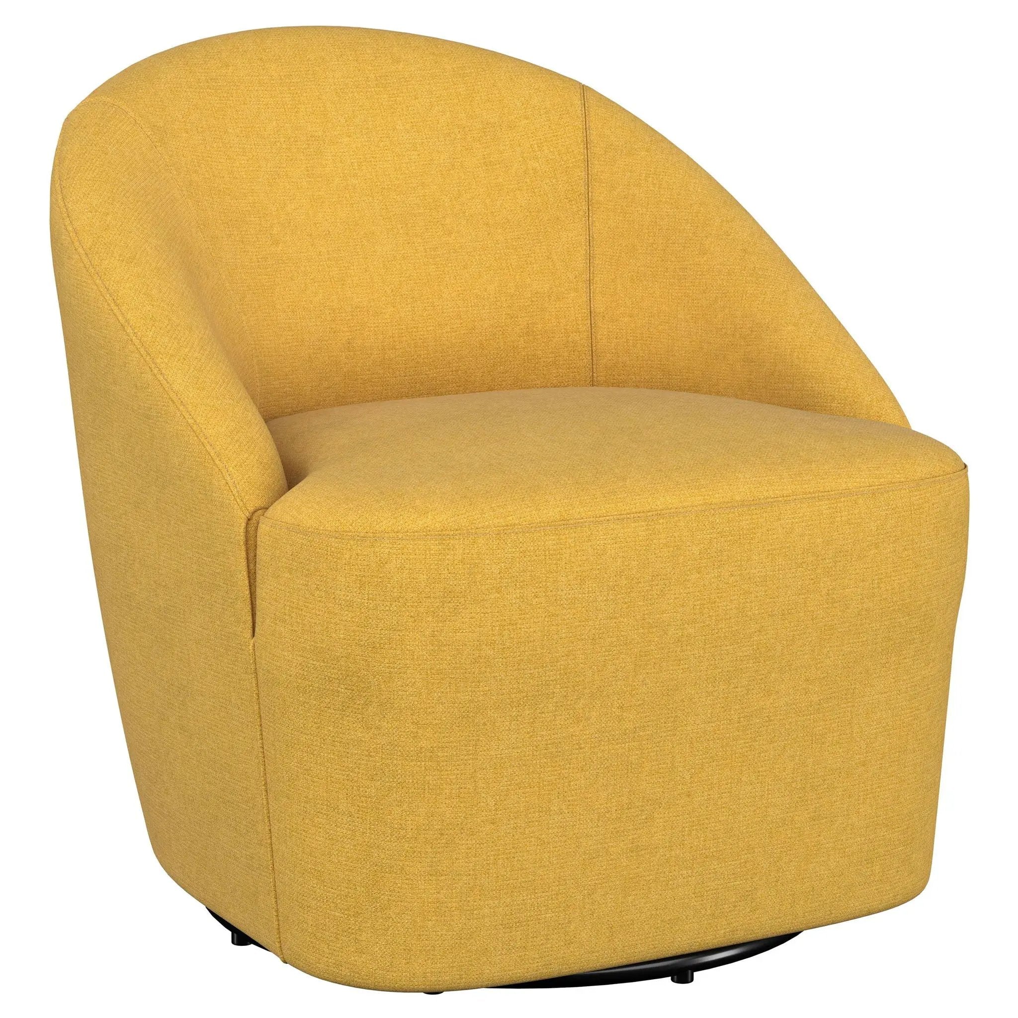 Leon Upholstered Barrel Accent Swivel Chair Mustard Yellow by Unique Piece Furniture