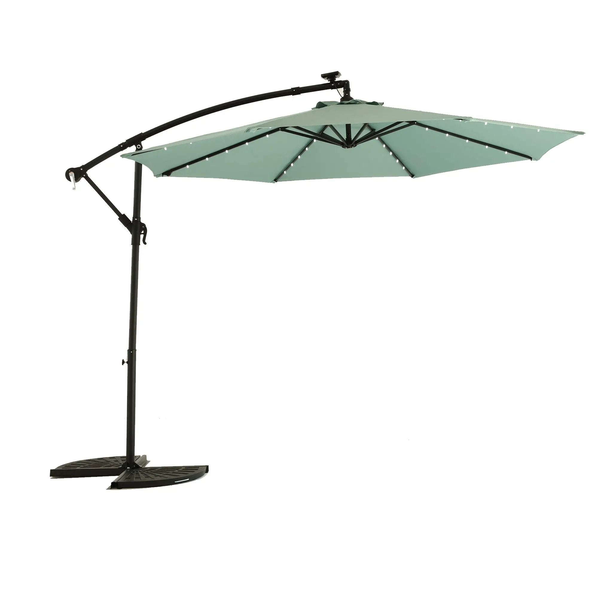 10ft Solar LED Offset Hanging Patio Umbrella (Light Green) (No Base) by HouseOfZazla