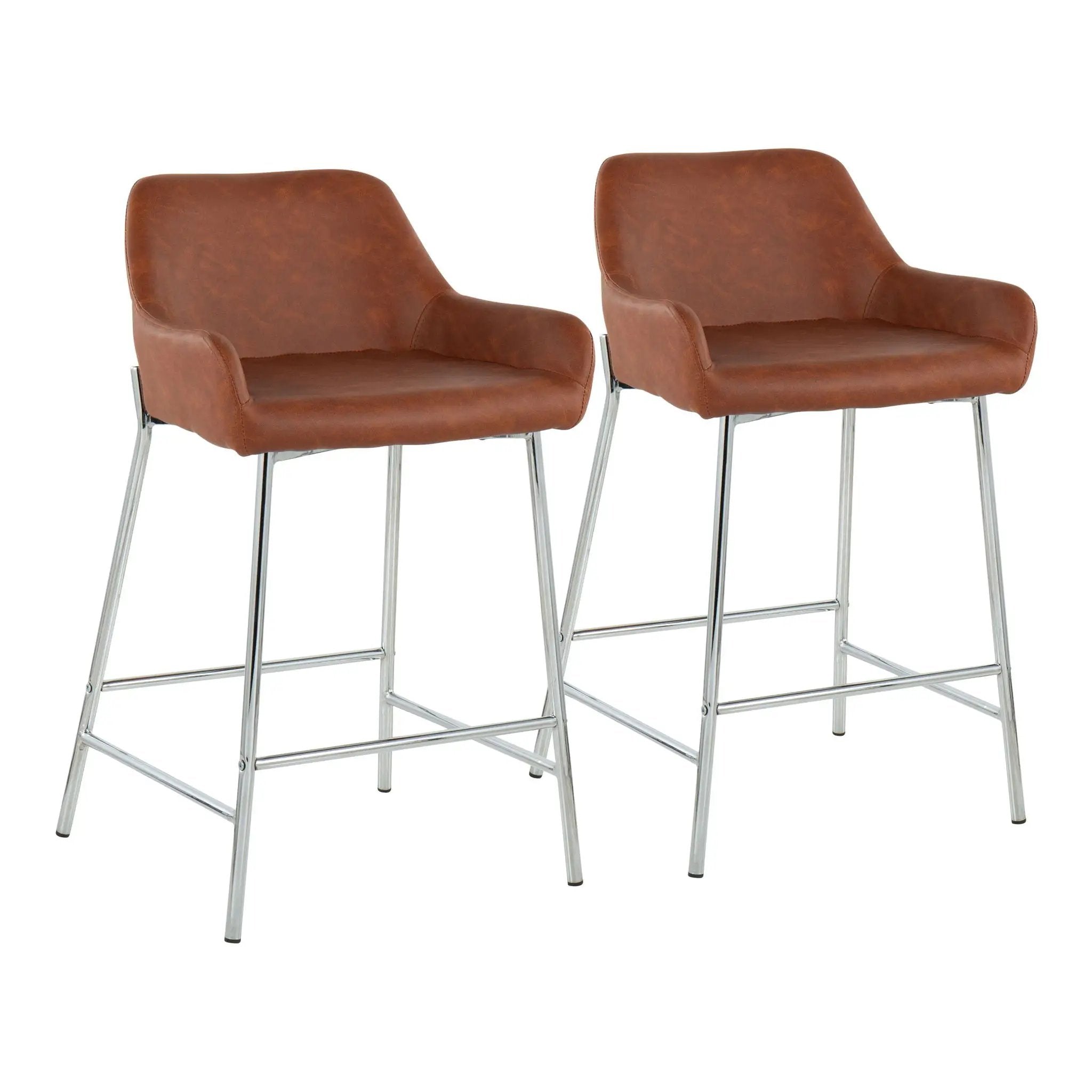Daniella - Contemporary Fixed Height Counter Stool With Metal Legs (Set of 2) by HouseOfZazla