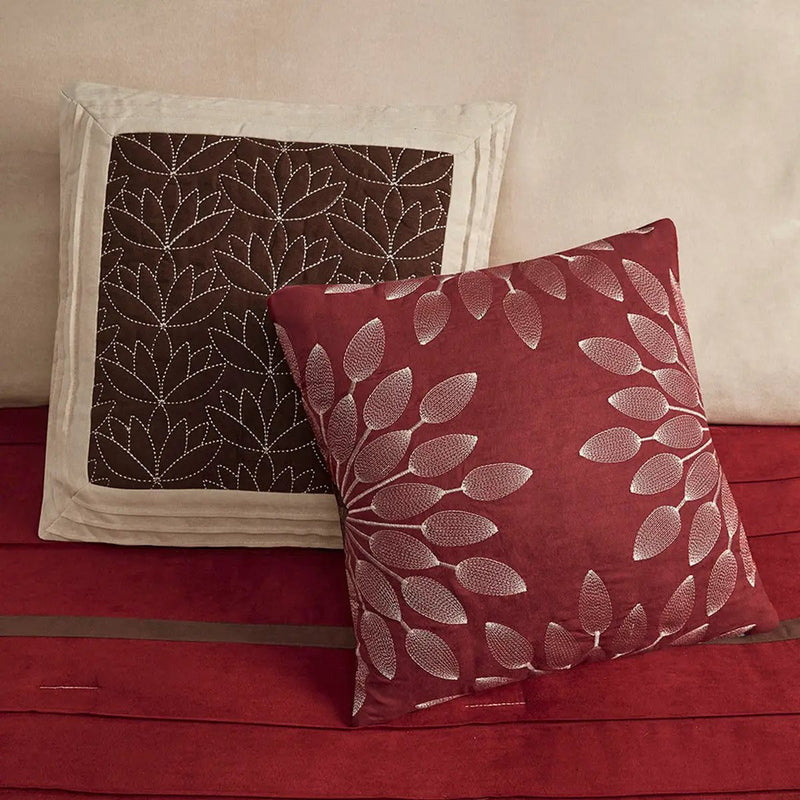 7 PC Pieced Faux Suede Comforter Set Red Queen by HouseOfZazla
