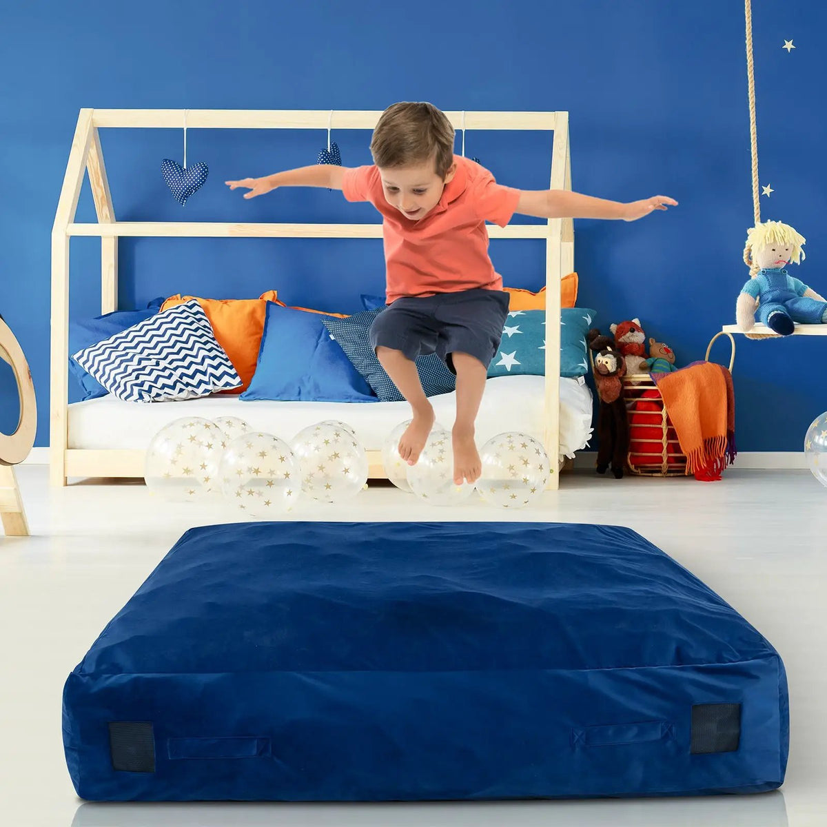 57 x 57 Inch Crash Pad Sensory Mat with Foam Blocks and Washable Velvet Cover by DirectDeals