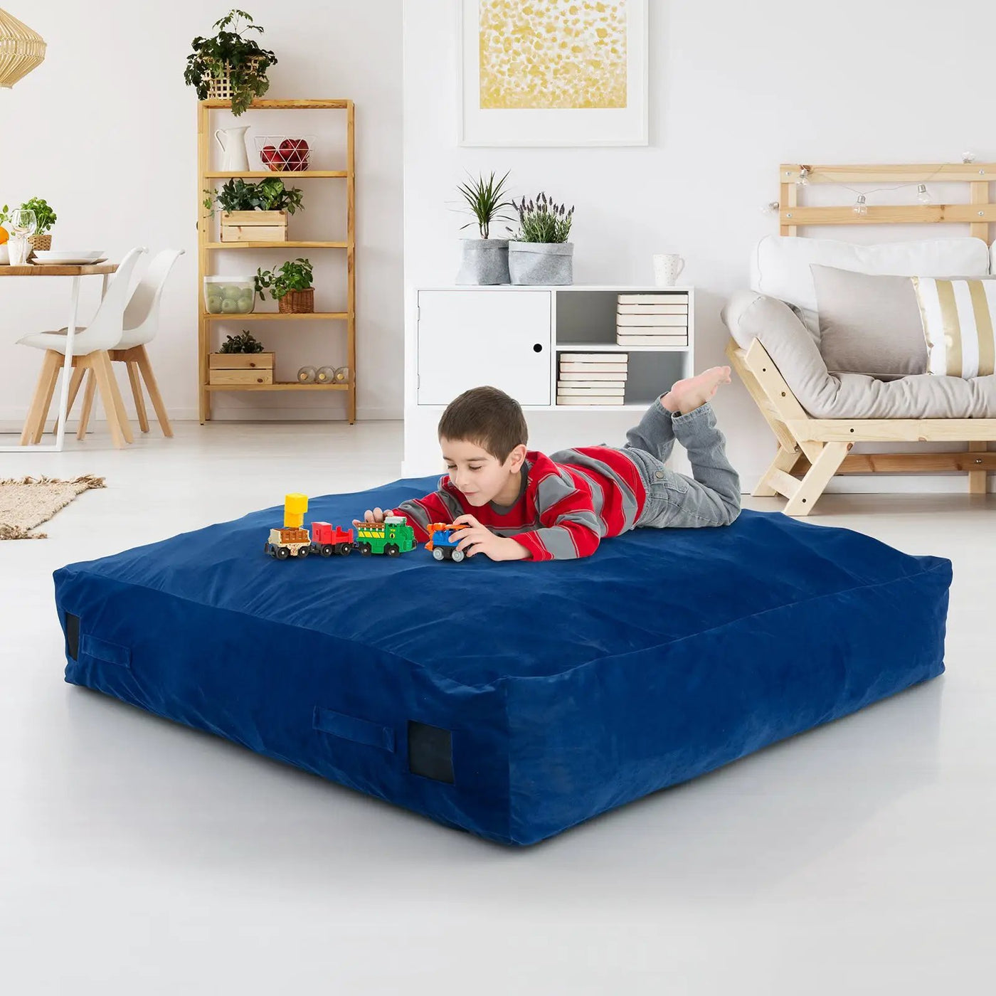 57 x 57 Inch Crash Pad Sensory Mat with Foam Blocks and Washable Velvet Cover by DirectDeals