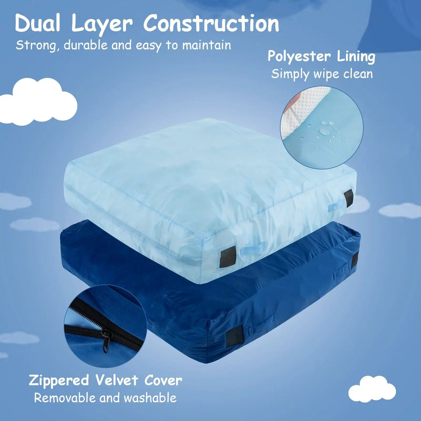 57 x 57 Inch Crash Pad Sensory Mat with Foam Blocks and Washable Velvet Cover by DirectDeals