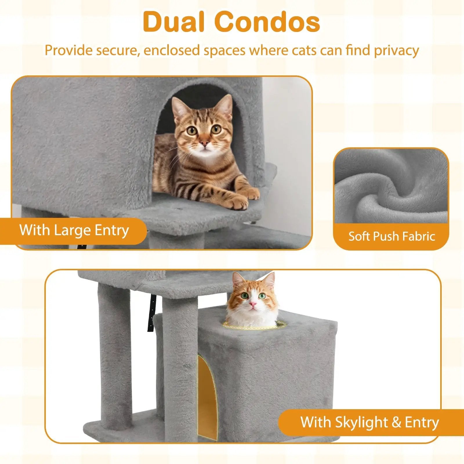 57 Inch Cat Tree with Dual Condos and Hammock and 2 Dangling Balls by DirectDeals