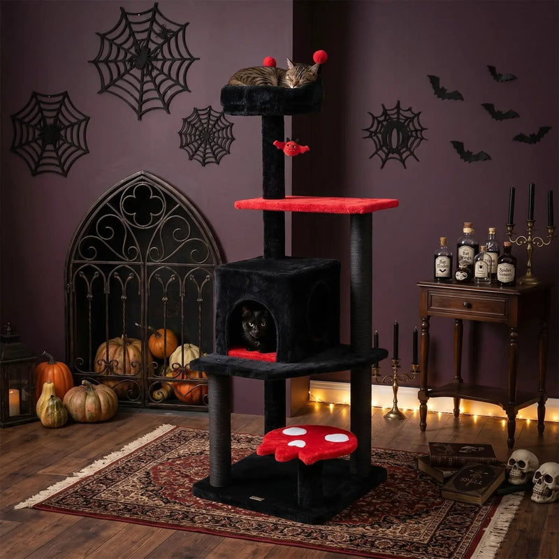57" Gothic Cat Tower with Padded Perch and Spider Toy by DirectDeals