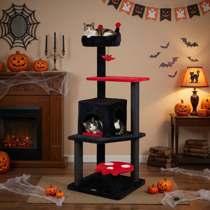 57" Gothic Cat Tower with Padded Perch and Spider Toy by DirectDeals