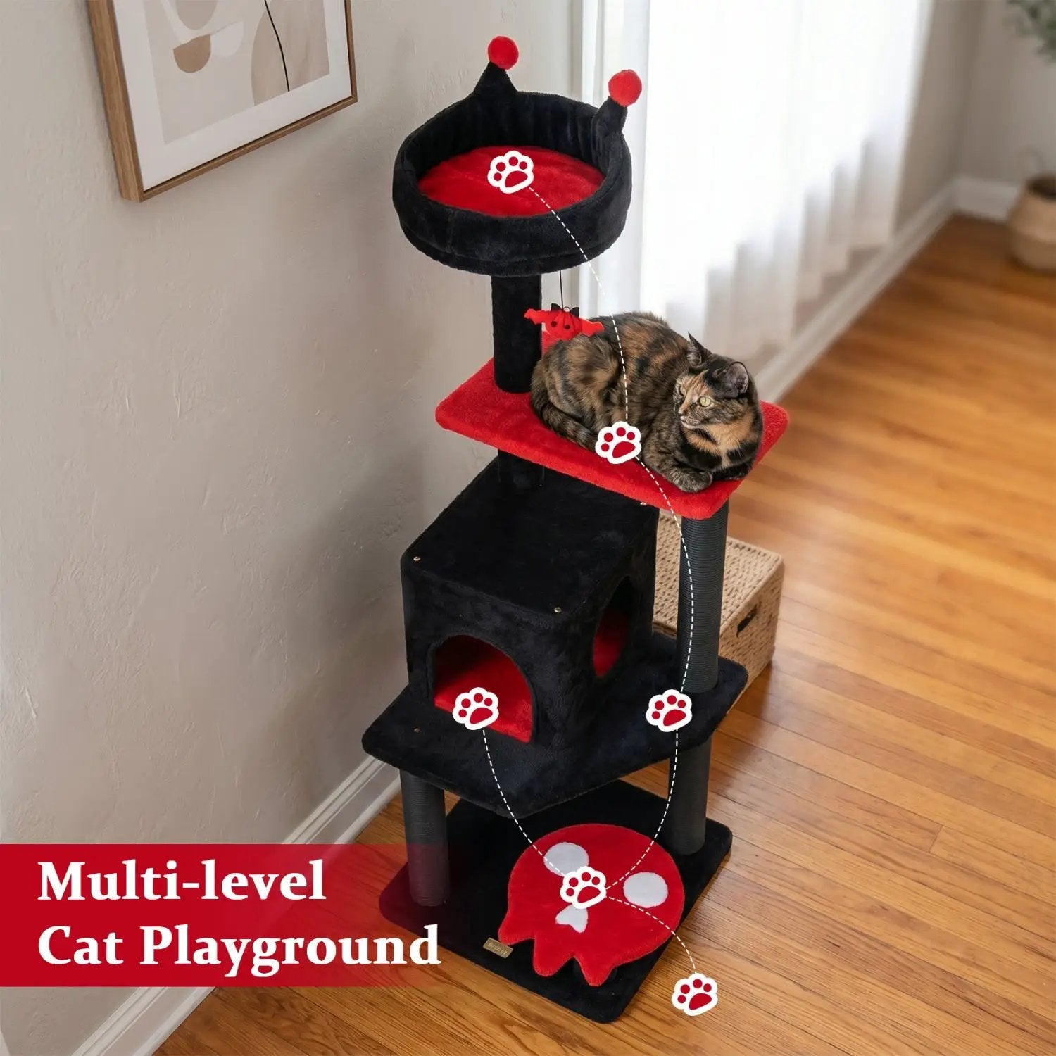57" Gothic Cat Tower with Padded Perch and Spider Toy by DirectDeals