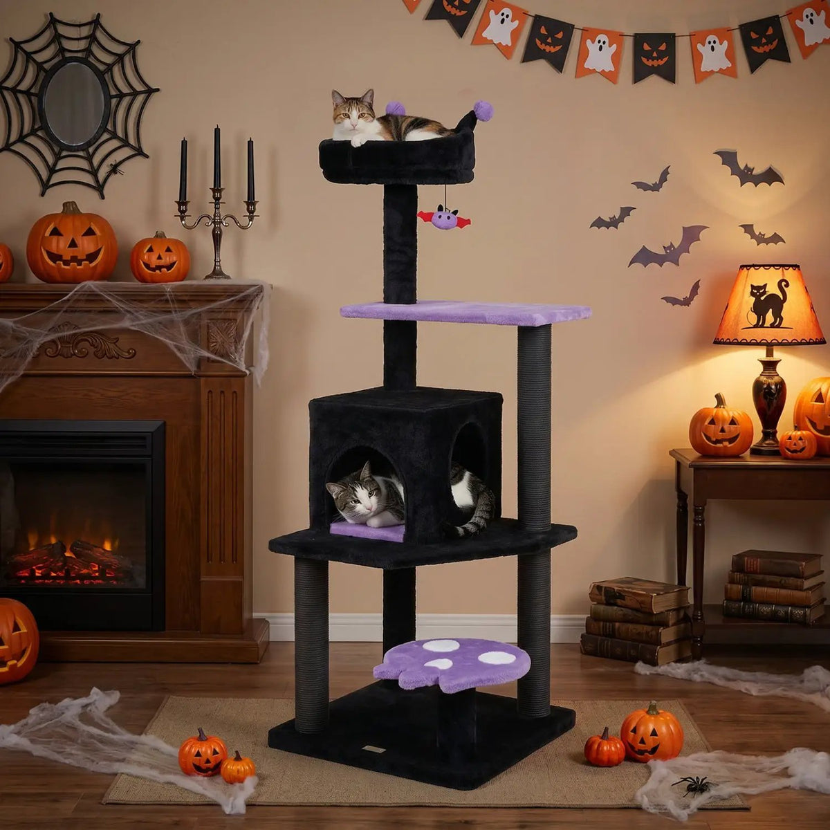 57" Gothic Cat Tower with Padded Perch and Spider Toy by DirectDeals