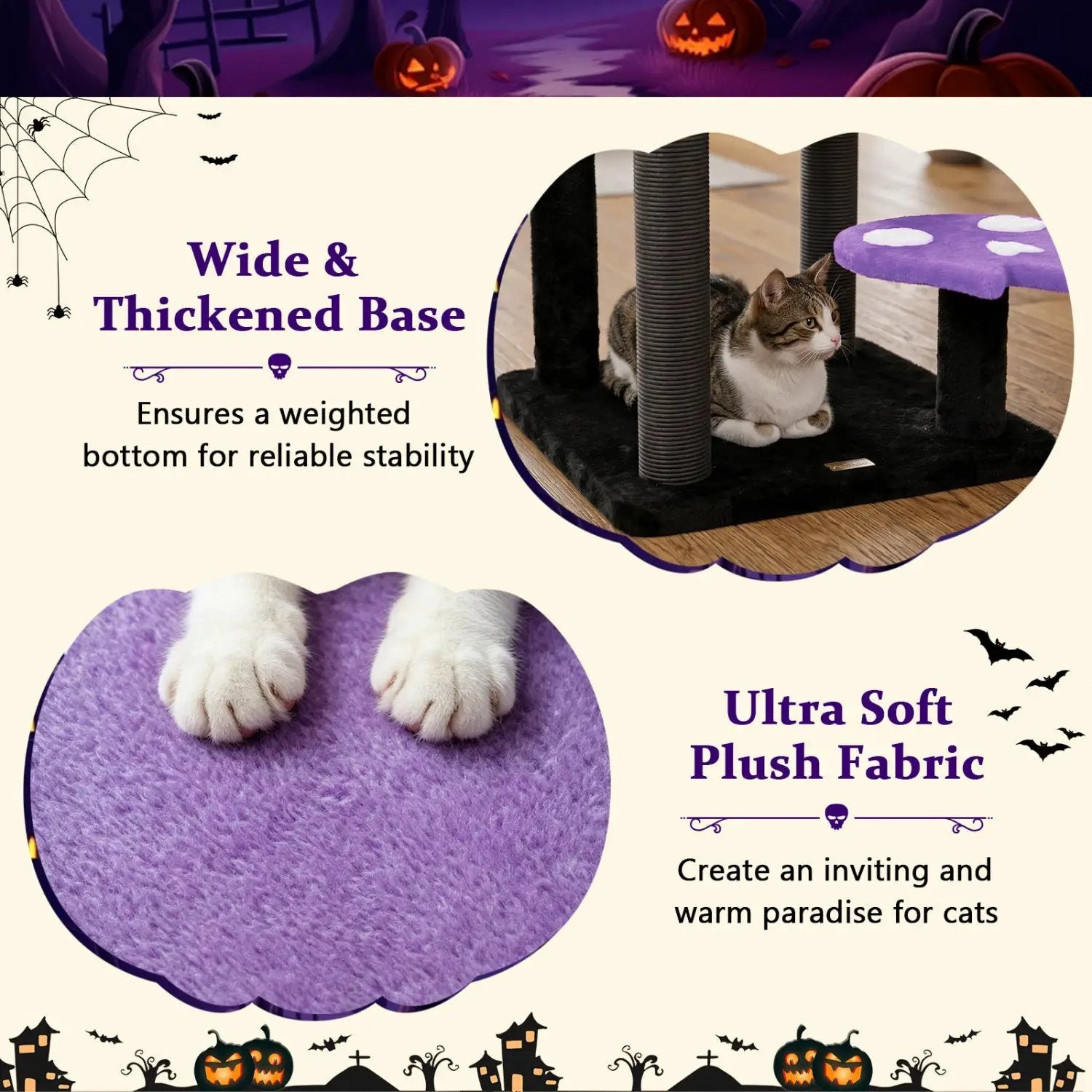 57" Gothic Cat Tower with Padded Perch and Spider Toy by DirectDeals