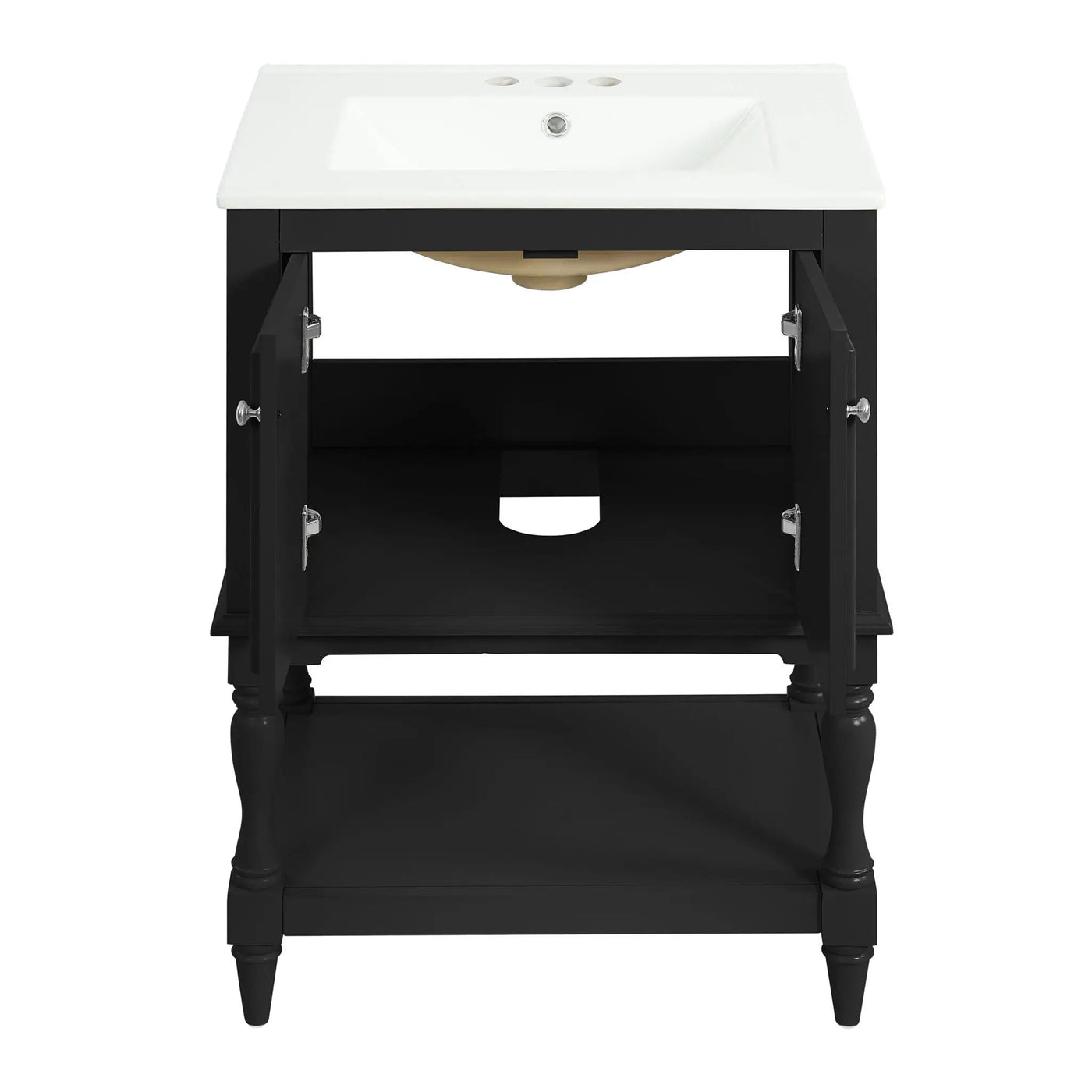 Modern Bathroom Vanity With Sink, Rectangular Cabinet With Open Shelf And Closed Storage by HouseOfZazla
