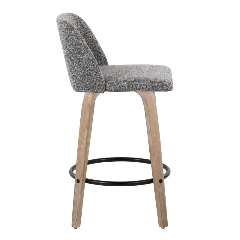 Toriano - Contemporary Fixed-Height Counter Stool & Swivel With Round Footrest (Set of 2) by HouseOfZazla