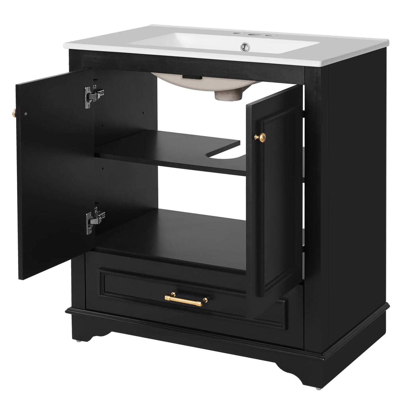 Bathroom Vanity With Sink, Cabinet & 2 Soft Closing Doors & Adjustable Shelf by HouseOfZazla