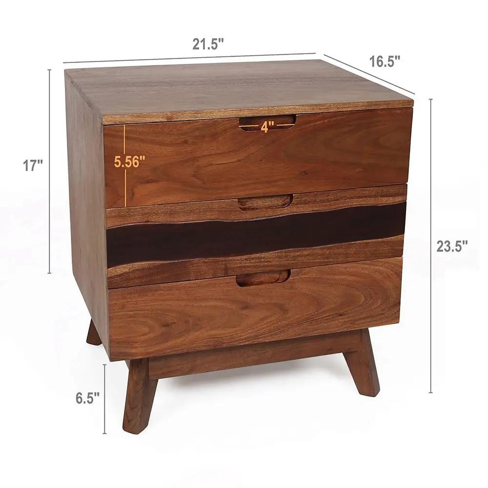 Nightstand Natural Wood - Brown by Unique Piece Furniture
