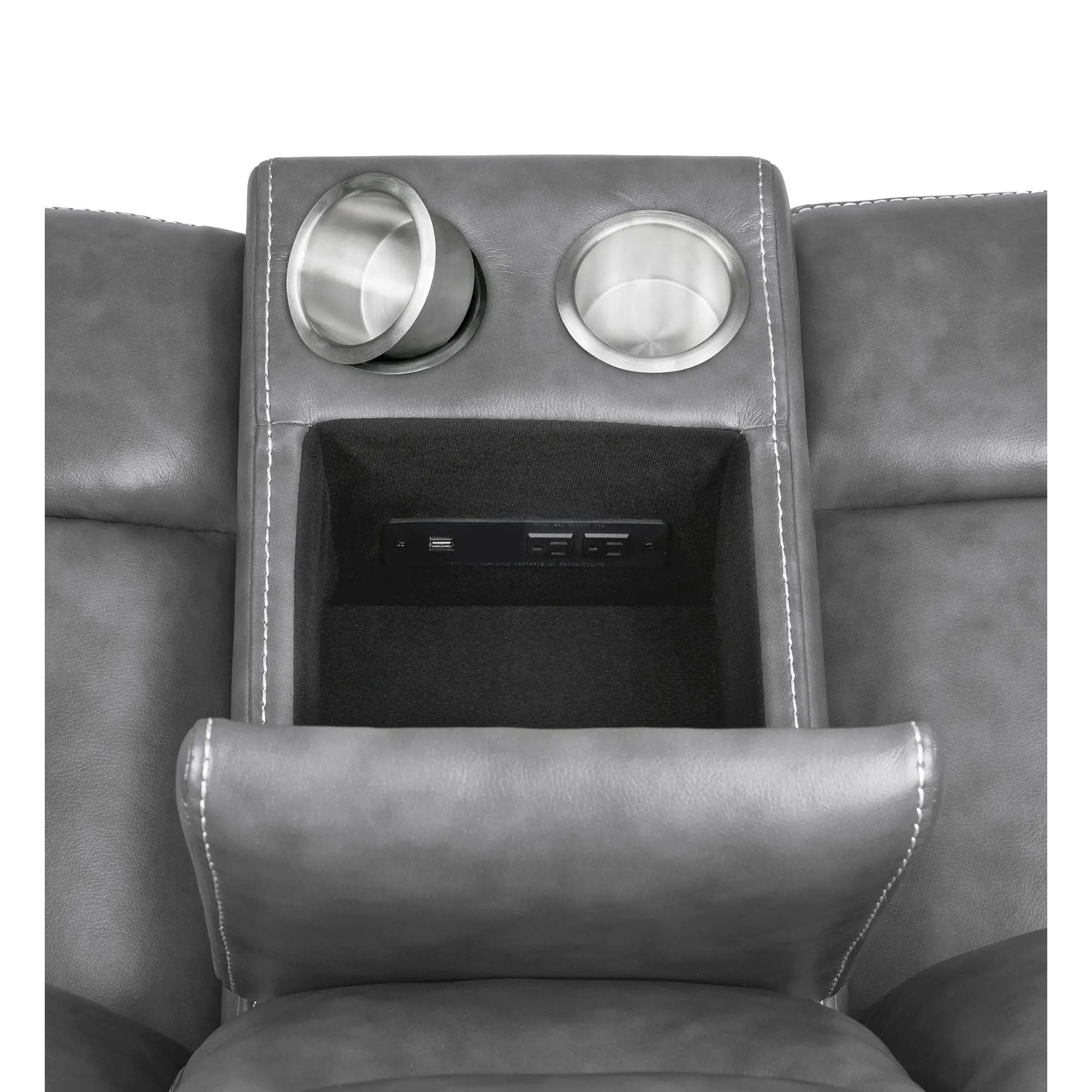 Carmen - Cool Motion Loveseat With Storage, With Reclining Function And Built In Storage - Gray