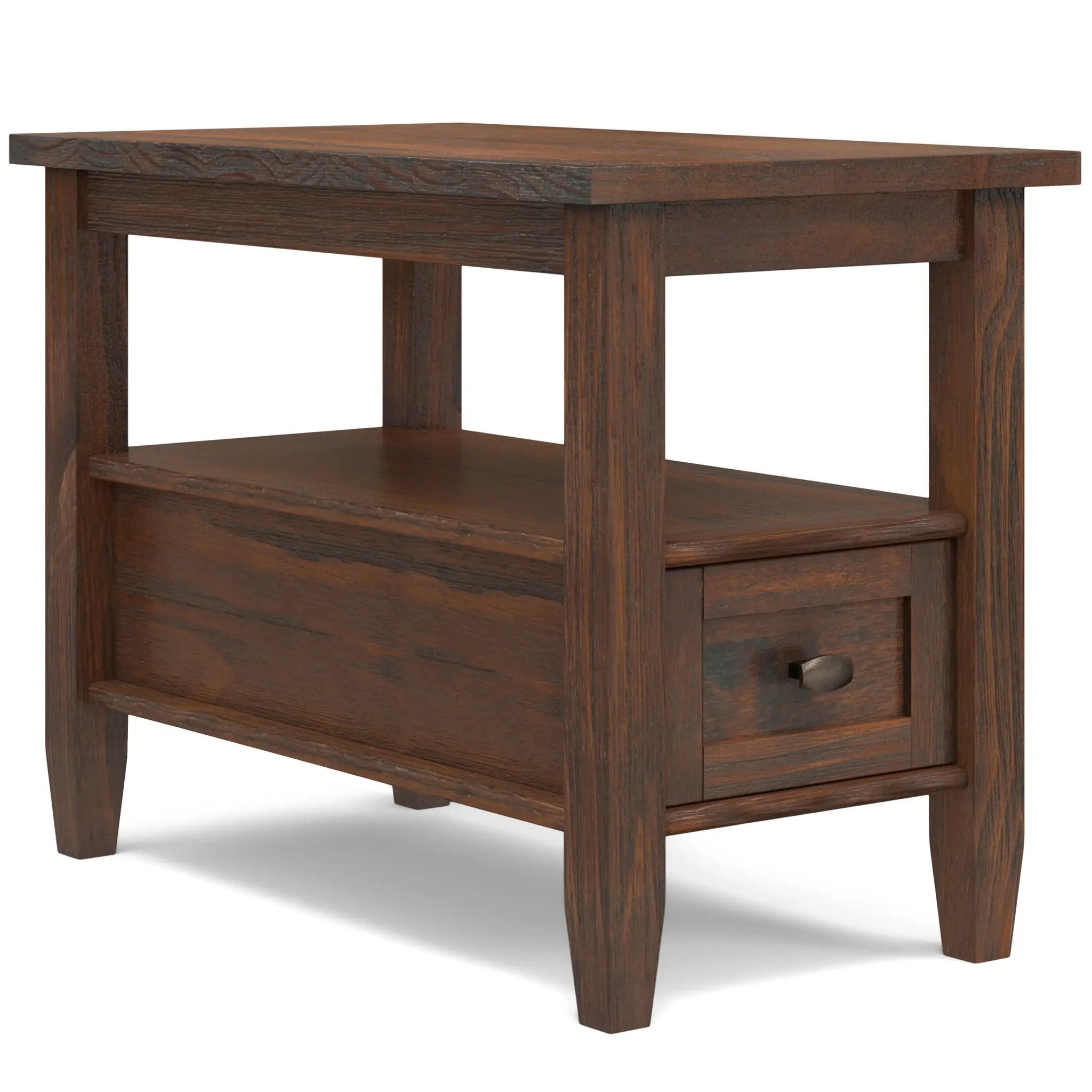 Warm Shaker - Narrow Side Table - Distressed Charcoal Brown by HouseOfZazla