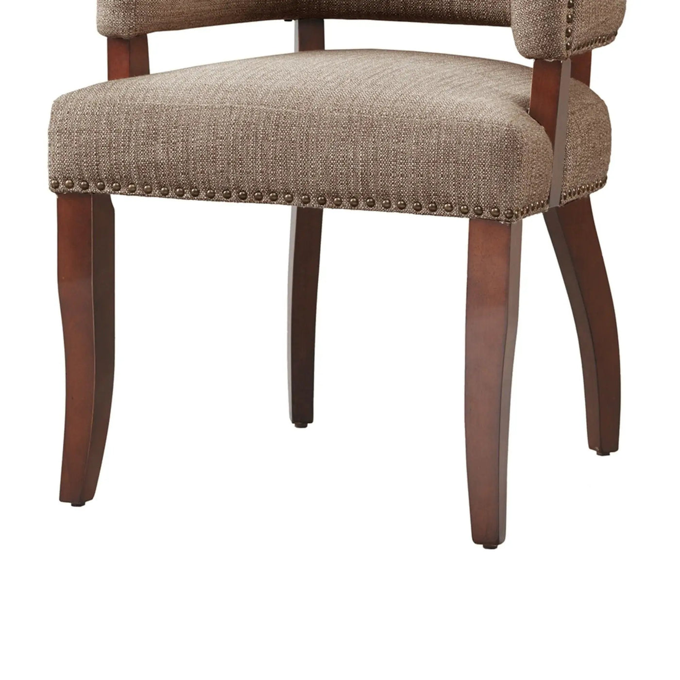 Elegant Arm Dining Chair With Brass Nail Head Detailing by HouseOfZazla