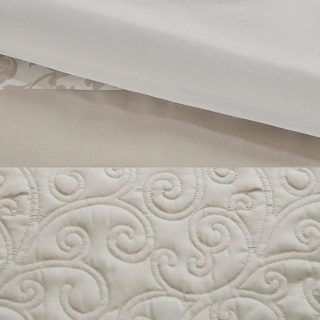 Embroidered 8 Piece Comforter Set Neutral Queen by HouseOfZazla