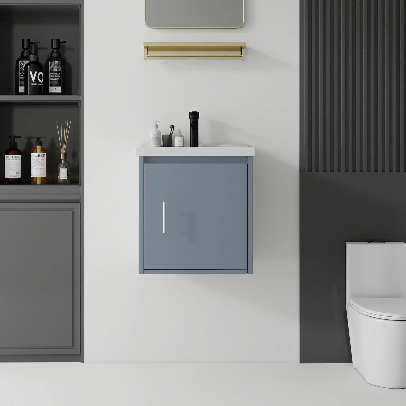 20 Inch Floating Bathroom Vanity with Sink, Soft-Close Door, Ceramic Sink, Plywood by HouseOfZazla