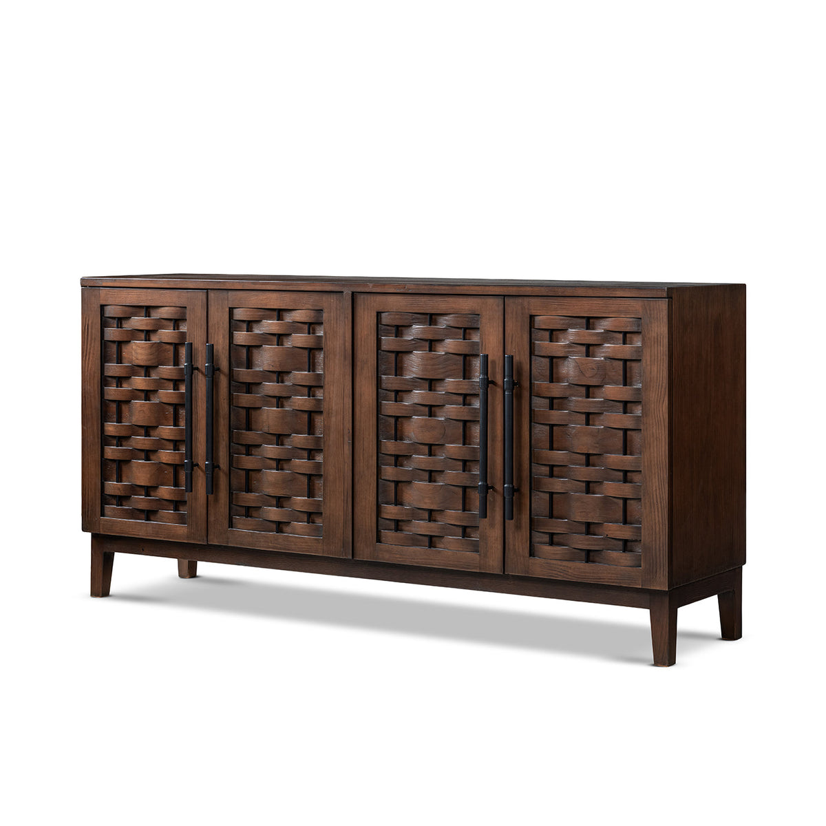 Koa 72" Woven Wood Sideboard with Four Doors - Natural Wood, photo 8 of 10
