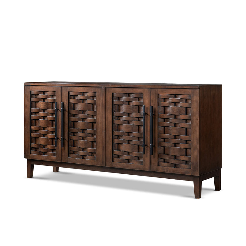 Koa 72" Woven Wood Sideboard with Four Doors - Natural Wood, photo 8 of 10