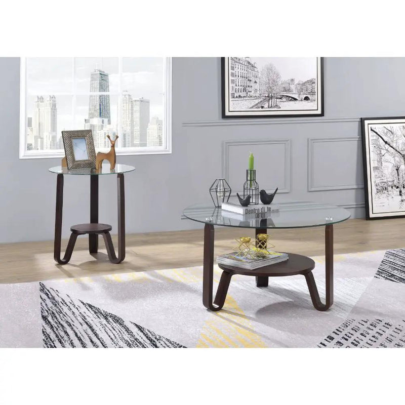 Darby - End Table - Clear Glass & Dark Walnut by Unique Piece Furniture