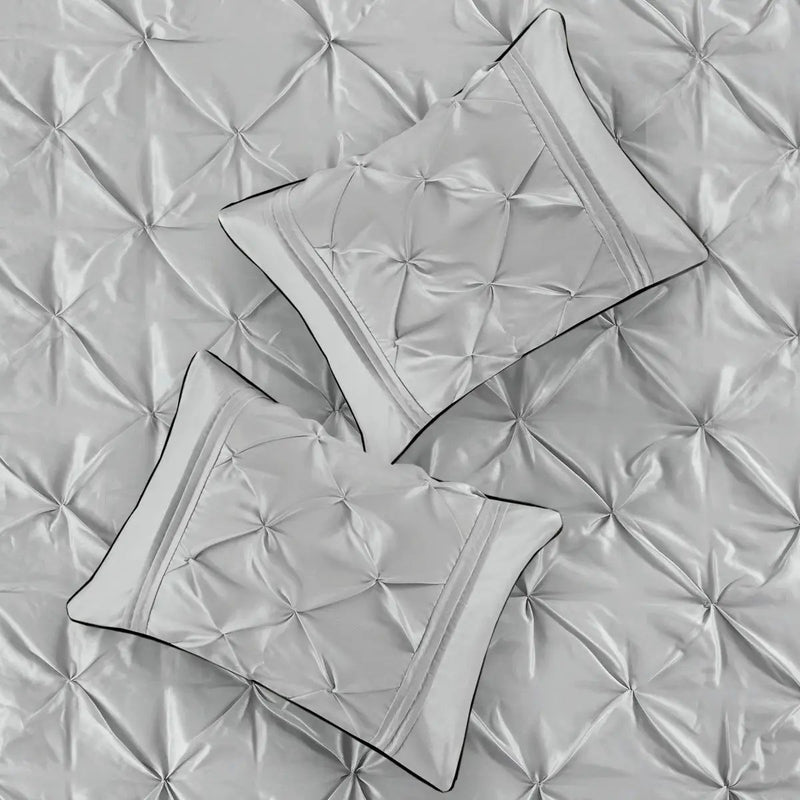 7 Piece Tufted Comforter Set Grey Full by HouseOfZazla