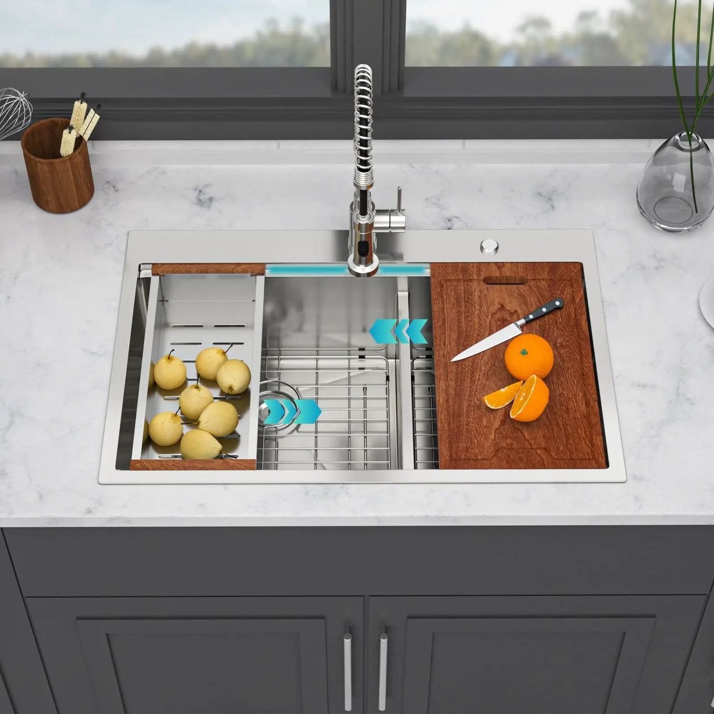 Topmount Drop In Kitchen Sink With Double Bowl Design by HouseOfZazla