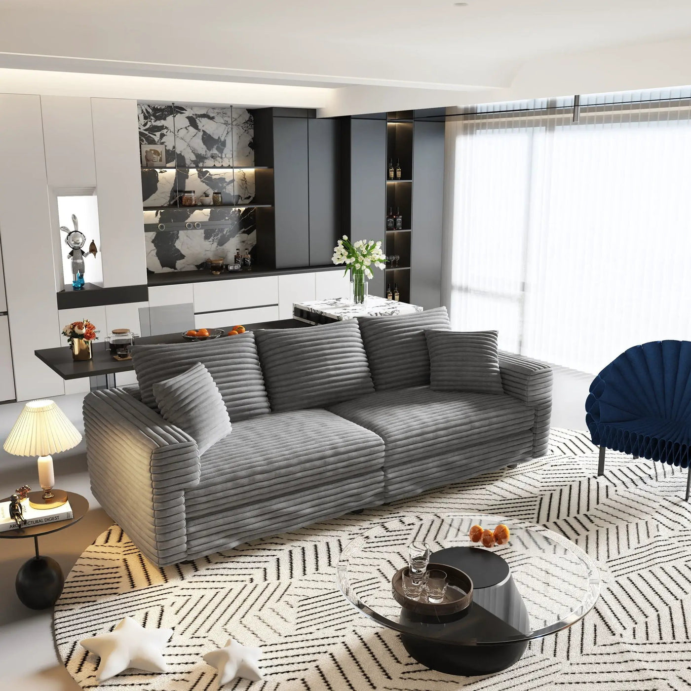 4 Seat Modern Comfy Upholstered Sofa Cloud Couch by HouseOfZazla