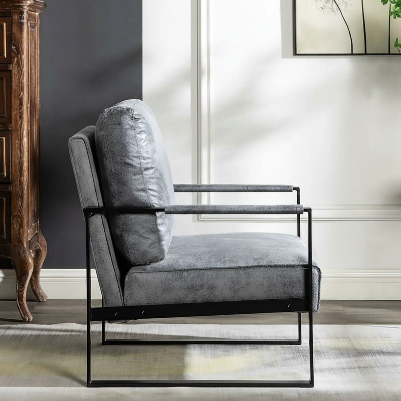 Classic Mid Century Modern Accent Chair With Durable Square Metal Frame, Armchair by Unique Piece Furniture