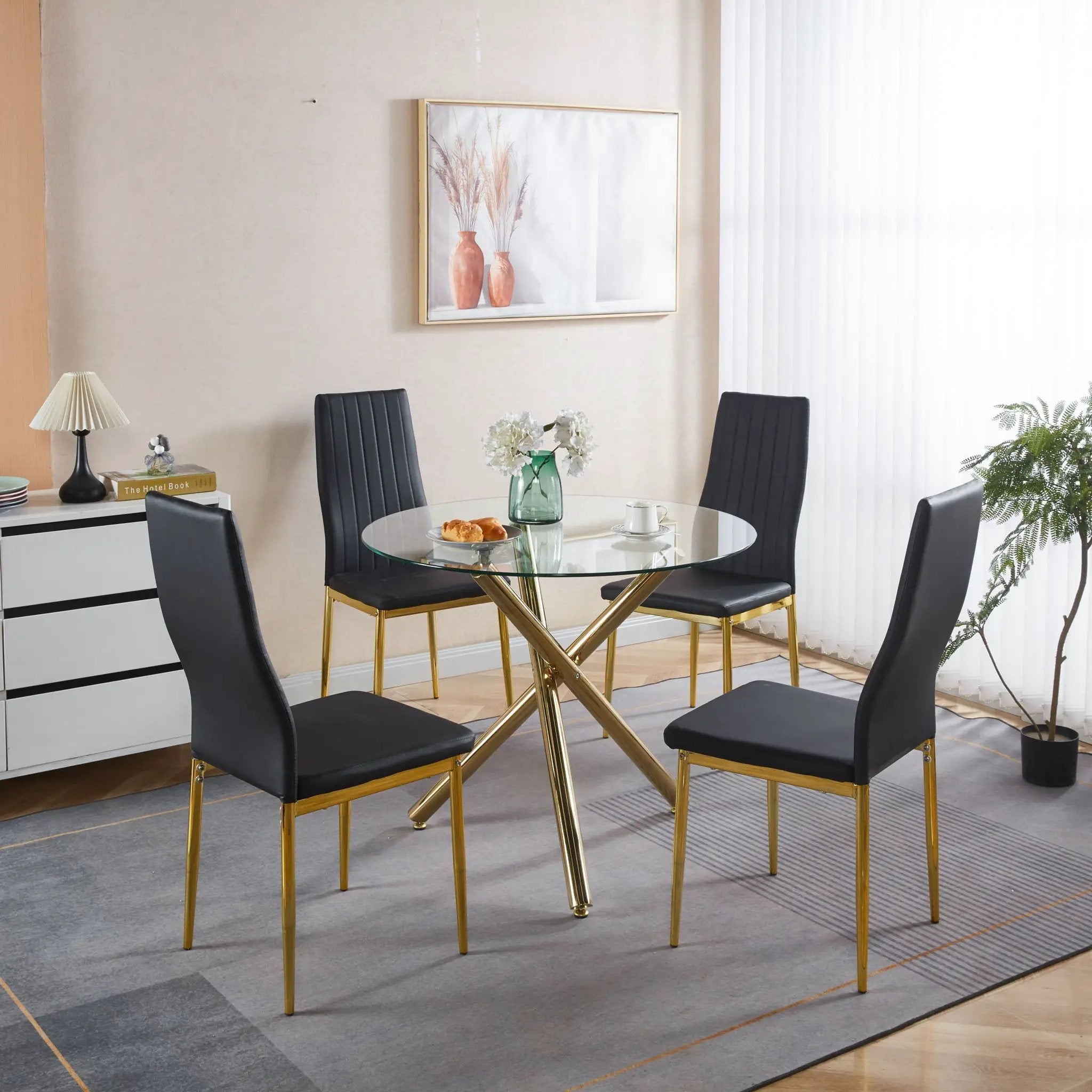 Dining Chair (Set of 4) - Golden Black by HouseOfZazla