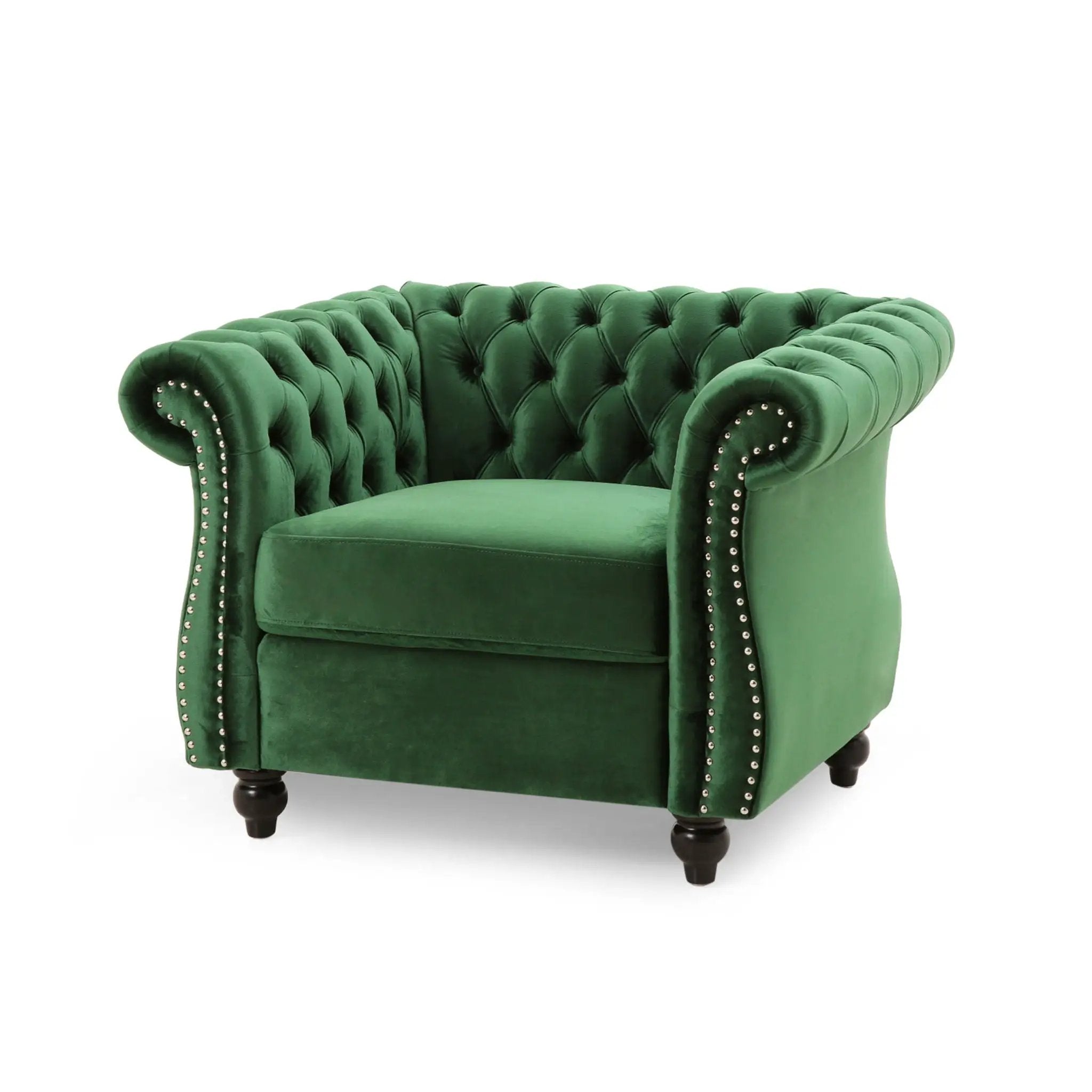 Nexuson Upholstered Chesterfield Chair With Deep Tufted And Nailhead Trim by HouseOfZazla
