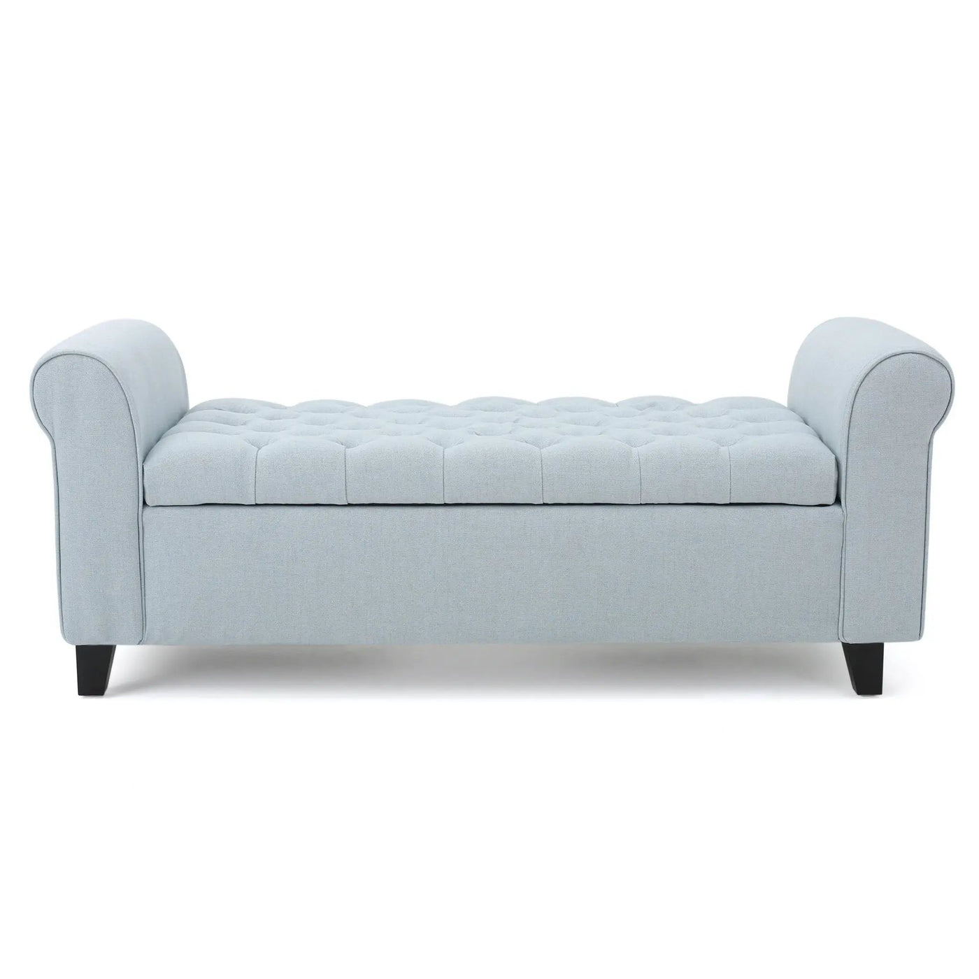 Hayes Contemporary Armed Storage Bench with Rolled Arms and Button Tufting by HouseOfZazla