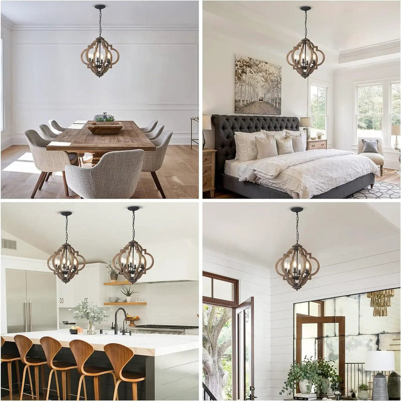 Farmhouse Chandeliers for Dining Room, 6-Light Rustic Light Fixture by HouseOfZazla