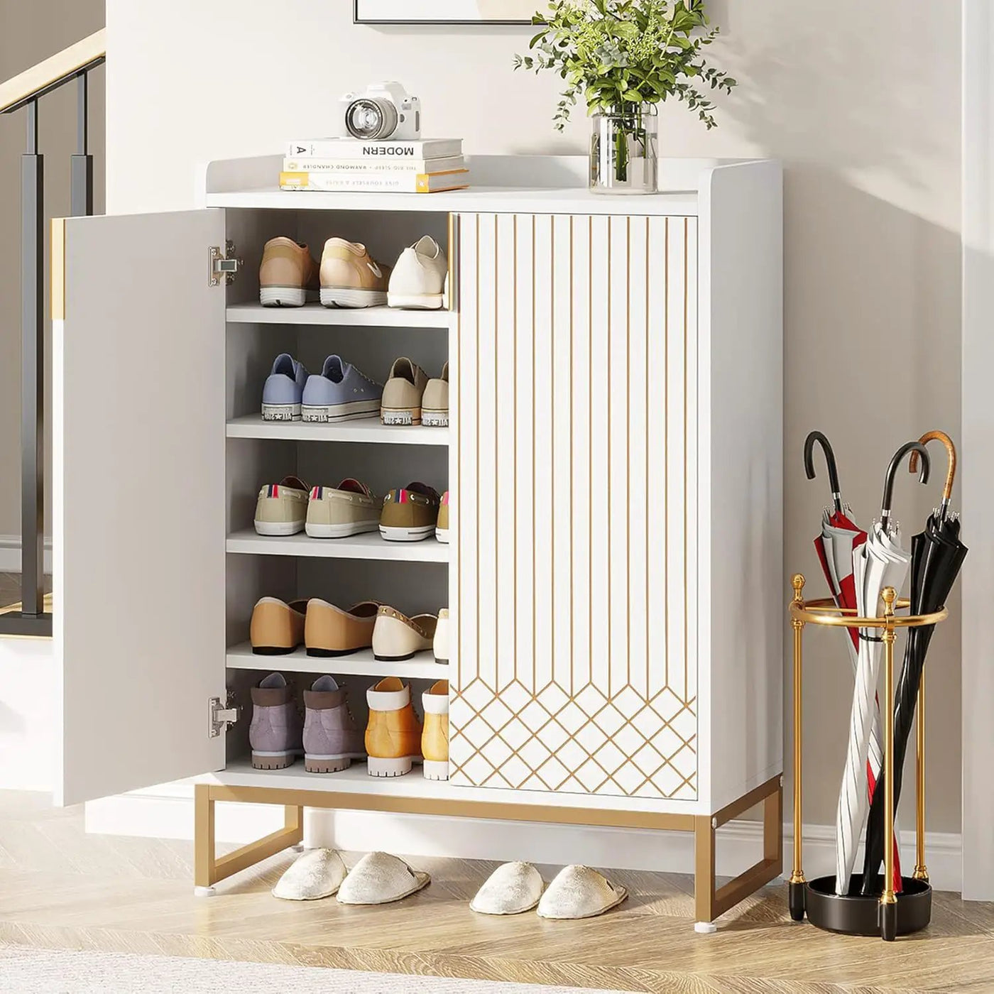 5 Tiers Shoe Storage Organizer With Doors by HouseOfZazla