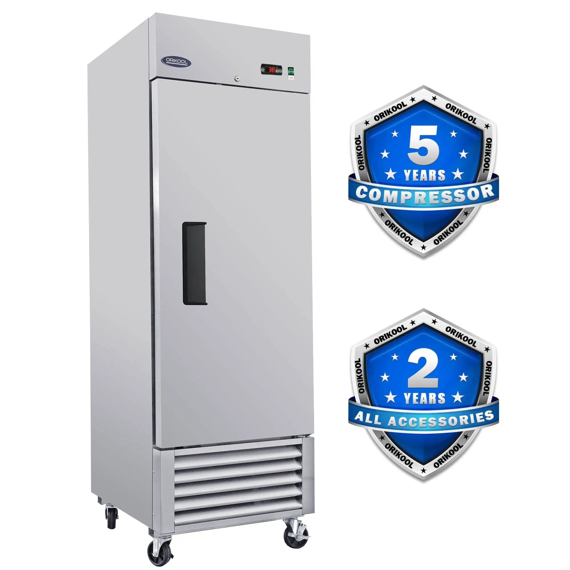 Commercial Refrigerator 23 Cu.Ft With 1 Solid Door Reach-In Refrigerators Stainless Steel Etl Approved Upright Fridge Storage - Silver by HouseOfZazla
