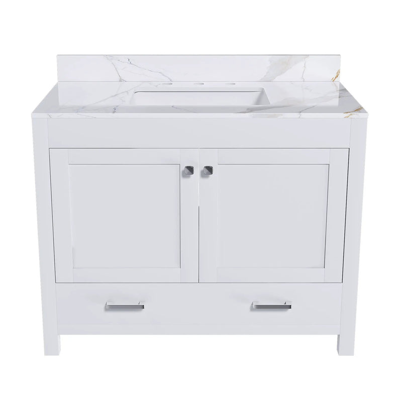 43" Bathroom Vanity, Multi Functional Cabinet With Doors And Drawer - White by Unique Piece Furniture