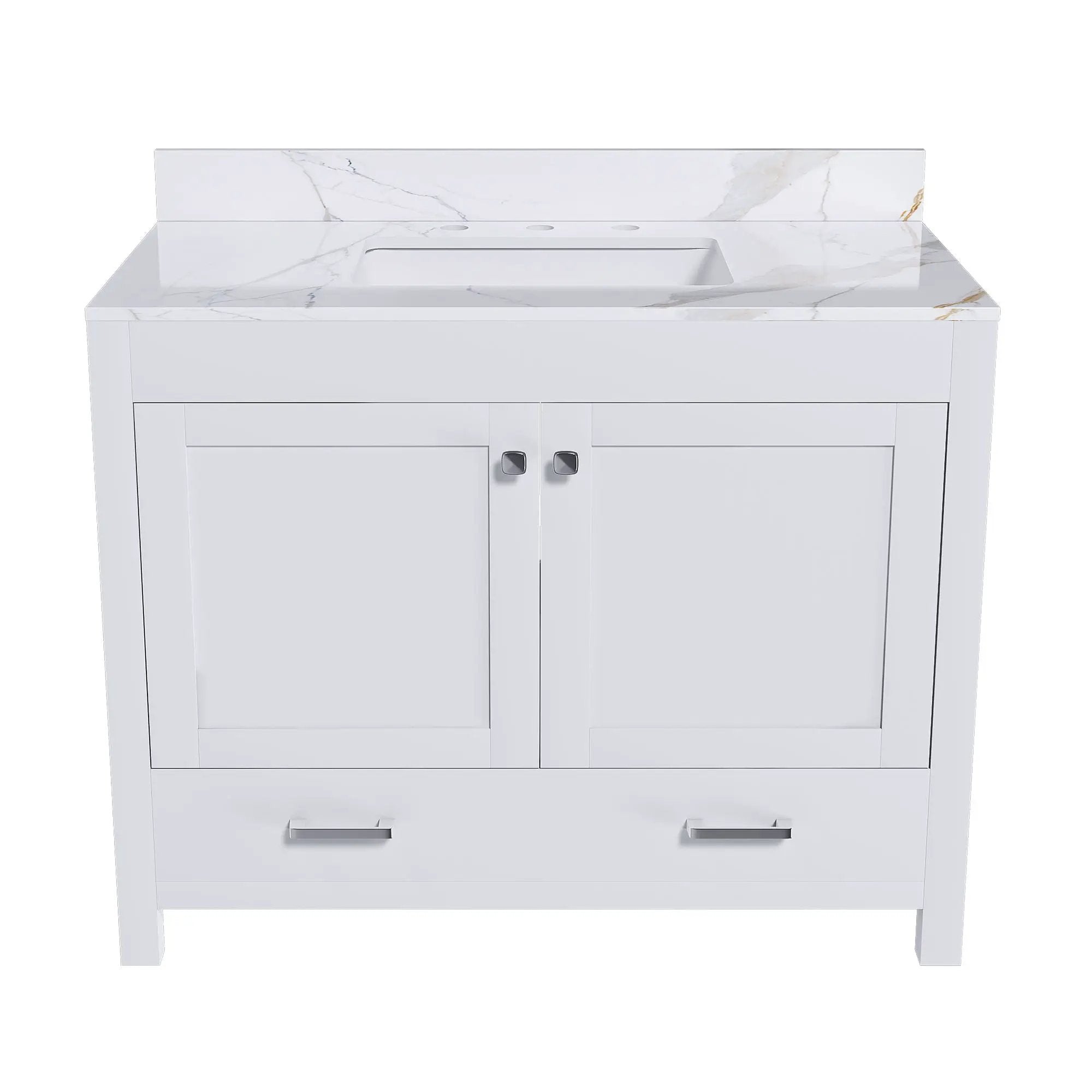 43" Bathroom Vanity, Multi Functional Cabinet With Doors And Drawer - White by HouseOfZazla