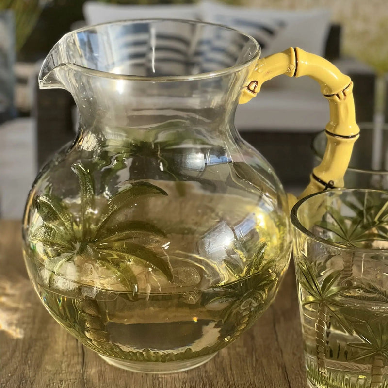 Palm Tree Design 3 Quarts Unbreakable Plastic Water Pitcher With Lid And Spout, Bpa Free - Clear by HouseOfZazla